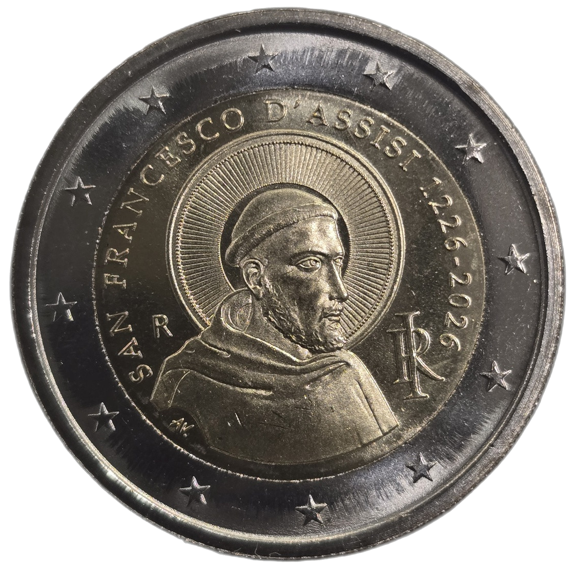 2 euros conmemorativa 800 aniversario de la muerte de San Francisco de Asís